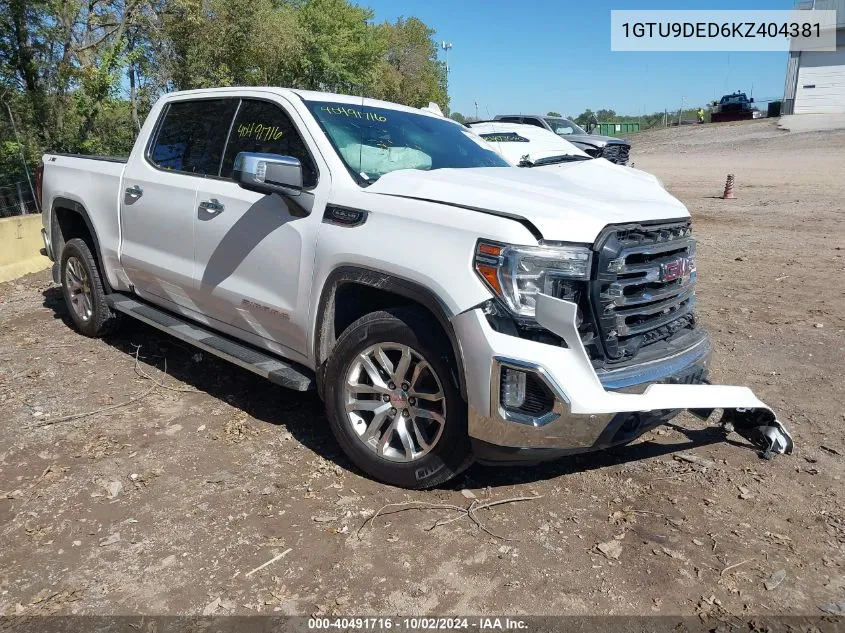 2019 GMC Sierra K1500 Slt VIN: 1GTU9DED6KZ404381 Lot: 40491716