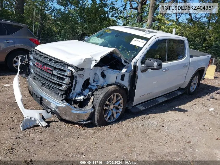 2019 GMC Sierra K1500 Slt VIN: 1GTU9DED6KZ404381 Lot: 40491716