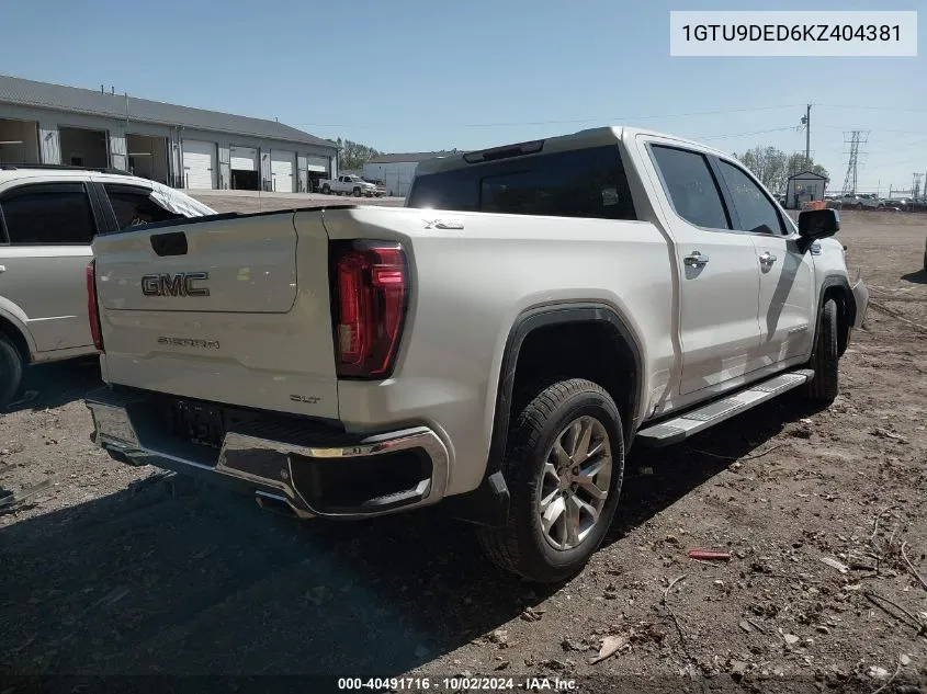 2019 GMC Sierra K1500 Slt VIN: 1GTU9DED6KZ404381 Lot: 40491716