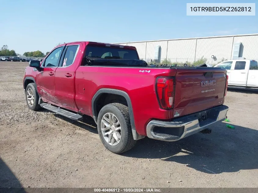 2019 GMC Sierra 1500 Sle VIN: 1GTR9BED5KZ262812 Lot: 40496512