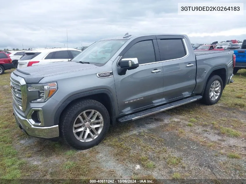 2019 GMC Sierra 1500 K1500 Slt VIN: 3GTU9DED2KG264183 Lot: 40511242