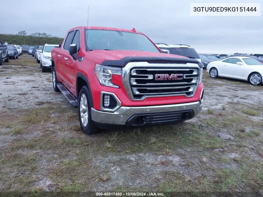 2019 GMC Sierra K1500 Slt VIN: 3GTU9DED9KG151444 Lot: 40517450