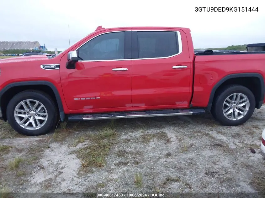 2019 GMC Sierra K1500 Slt VIN: 3GTU9DED9KG151444 Lot: 40517450