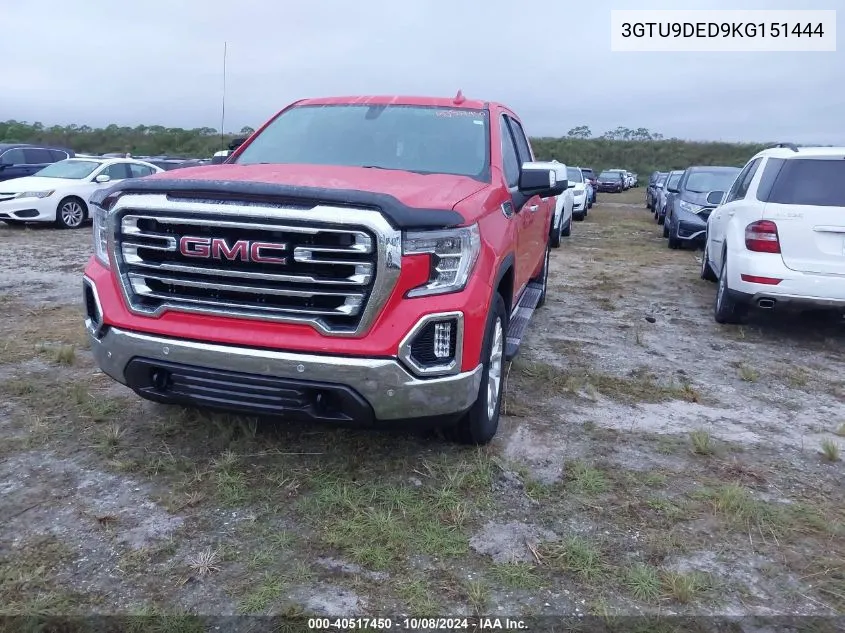 2019 GMC Sierra K1500 Slt VIN: 3GTU9DED9KG151444 Lot: 40517450