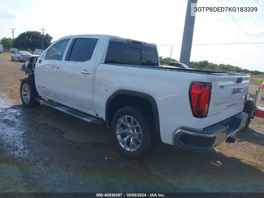 2019 GMC Sierra 1500 Slt VIN: 3GTP8DED7KG183339 Lot: 40536387