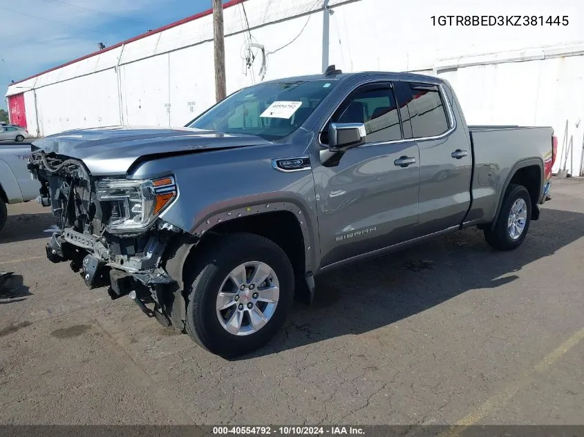 2019 GMC Sierra 1500 Sle VIN: 1GTR8BED3KZ381445 Lot: 40554792