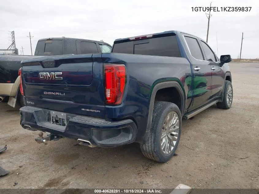 2019 GMC Sierra 1500 Denali VIN: 1GTU9FEL1KZ359837 Lot: 40628281