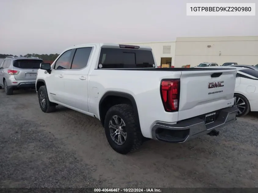 2019 GMC Sierra 1500 Sle VIN: 1GTP8BED9KZ290980 Lot: 40646467