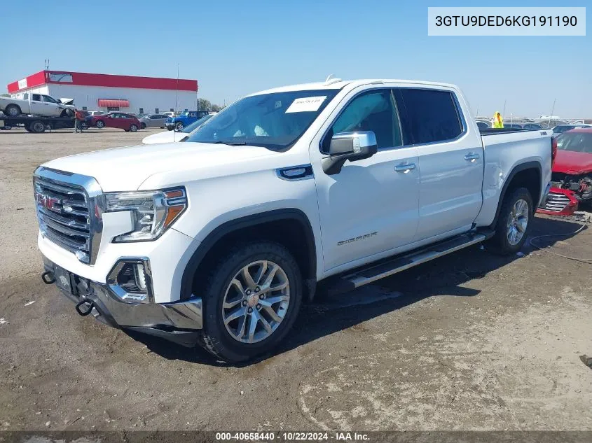 2019 GMC Sierra 1500 Slt VIN: 3GTU9DED6KG191190 Lot: 40658440