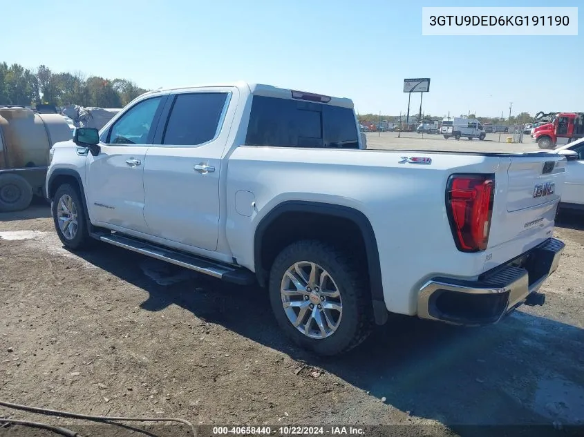 2019 GMC Sierra 1500 Slt VIN: 3GTU9DED6KG191190 Lot: 40658440