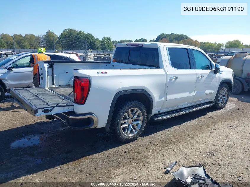 2019 GMC Sierra 1500 Slt VIN: 3GTU9DED6KG191190 Lot: 40658440