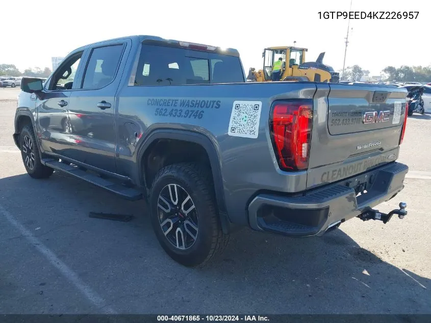 2019 GMC Sierra 1500 At4 VIN: 1GTP9EED4KZ226957 Lot: 40671865