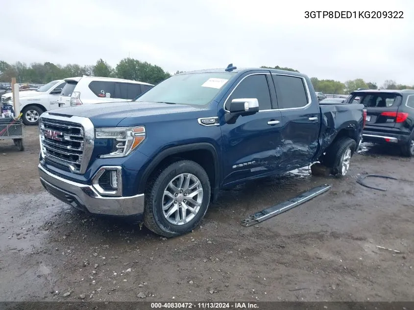 3GTP8DED1KG209322 2019 GMC Sierra 1500 Slt