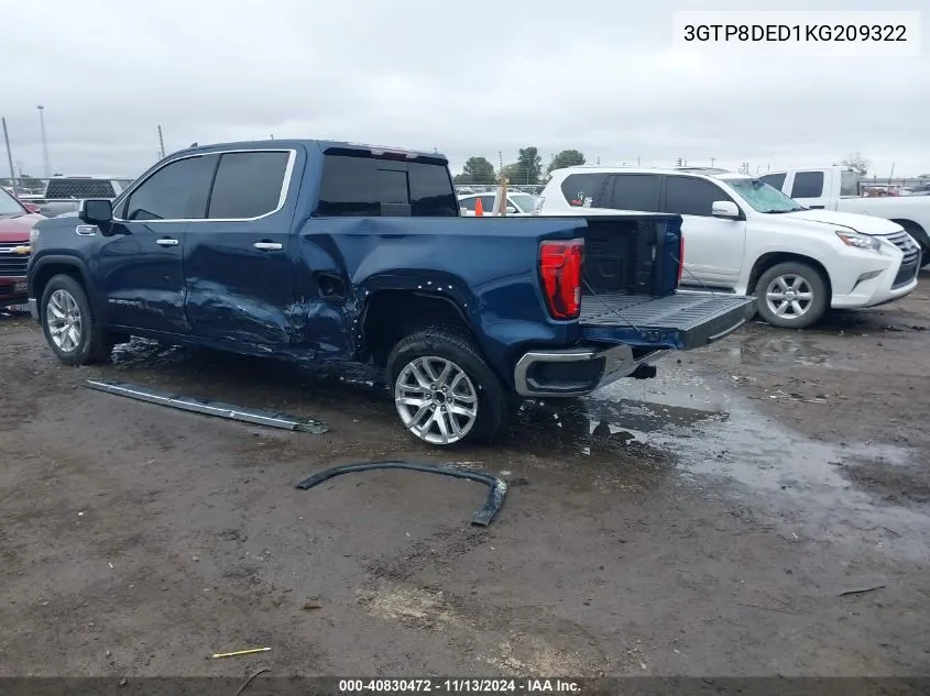 3GTP8DED1KG209322 2019 GMC Sierra 1500 Slt