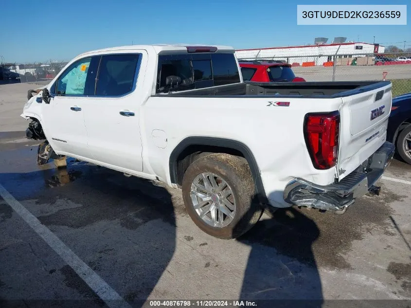 2019 GMC Sierra 1500 Slt VIN: 3GTU9DED2KG236559 Lot: 40876798