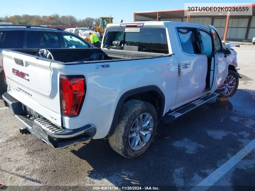 2019 GMC Sierra 1500 Slt VIN: 3GTU9DED2KG236559 Lot: 40876798