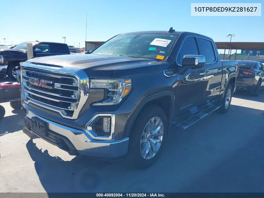 2019 GMC Sierra 1500 Slt VIN: 1GTP8DED9KZ281627 Lot: 40892004