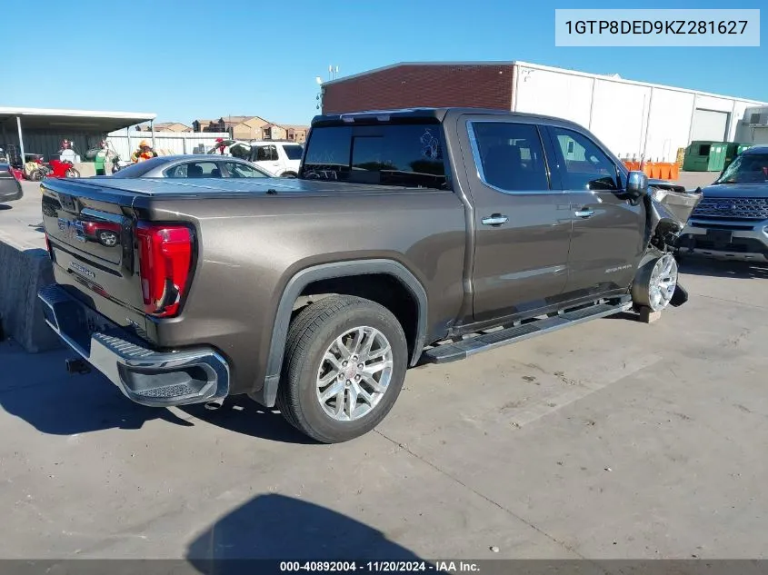 2019 GMC Sierra 1500 Slt VIN: 1GTP8DED9KZ281627 Lot: 40892004