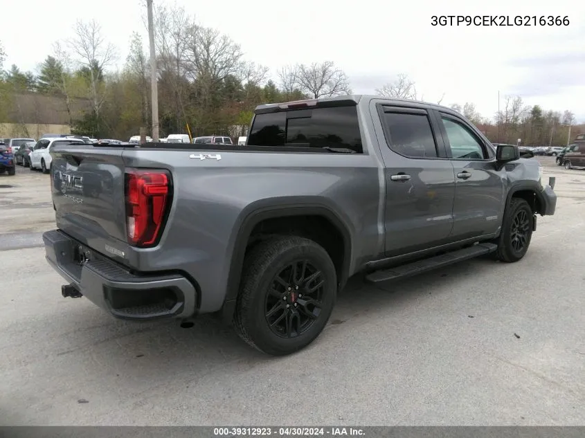 2020 GMC Sierra 1500 4Wd Short Box Elevation VIN: 3GTP9CEK2LG216366 Lot: 39312923