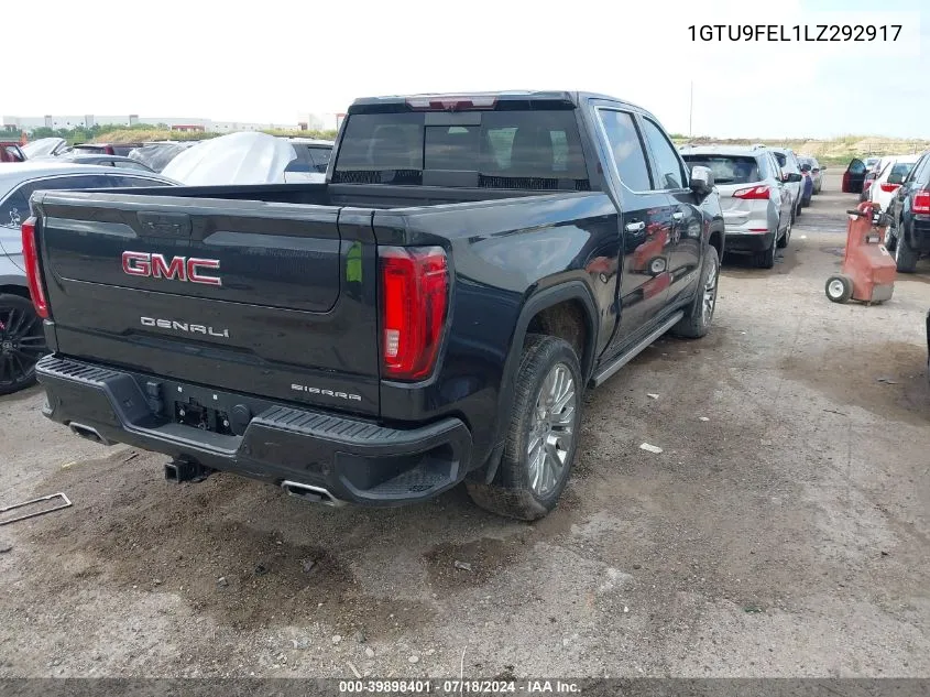 2020 GMC Sierra 1500 4Wd Short Box Denali VIN: 1GTU9FEL1LZ292917 Lot: 39898401