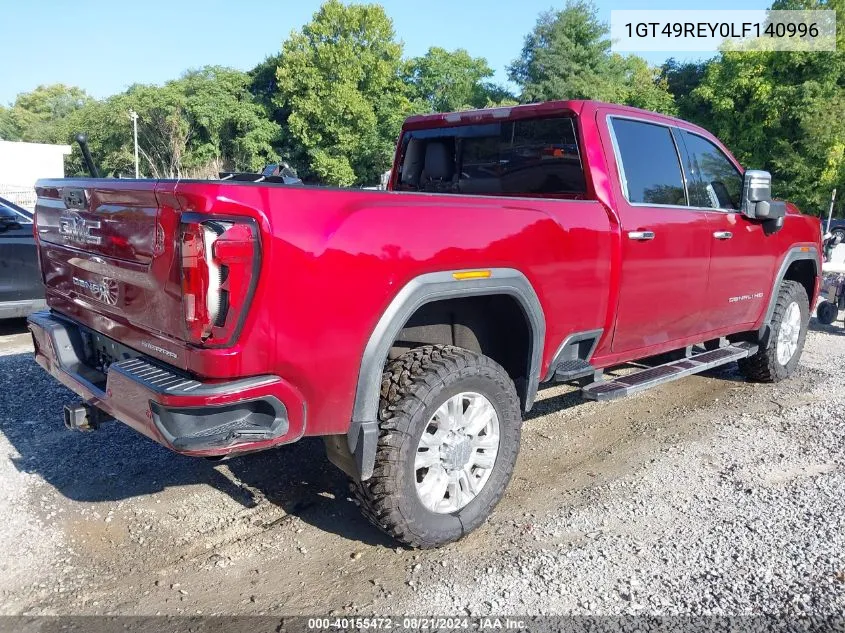 2020 GMC Sierra 2500Hd 4Wd Standard Bed Denali VIN: 1GT49REY0LF140996 Lot: 40155472