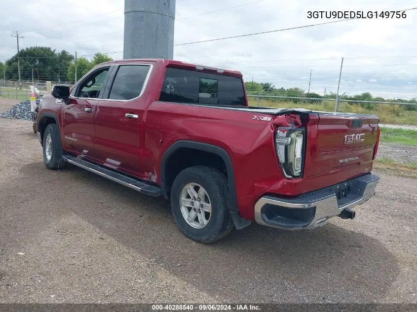 2020 GMC Sierra 1500 4Wd Short Box Slt VIN: 3GTU9DED5LG149756 Lot: 40288540