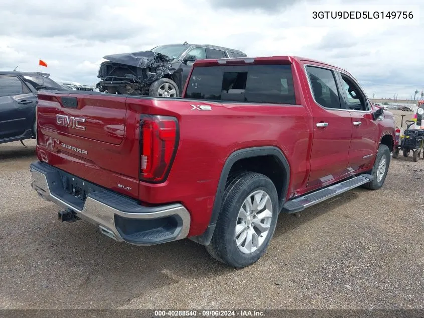 2020 GMC Sierra 1500 4Wd Short Box Slt VIN: 3GTU9DED5LG149756 Lot: 40288540