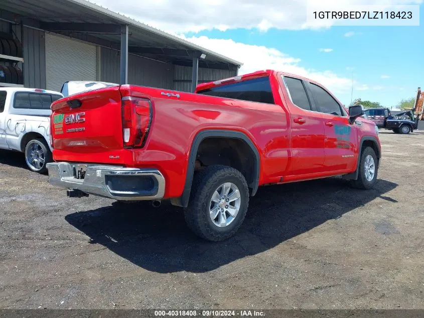 2020 GMC Sierra 1500 4Wd Double Cab Standard Box Sle VIN: 1GTR9BED7LZ118423 Lot: 40318408