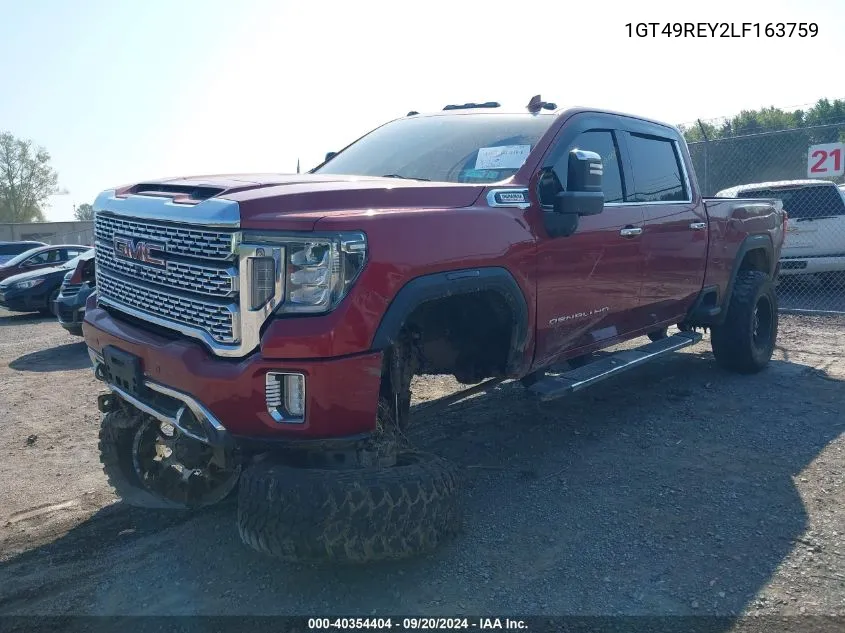 2020 GMC Sierra 2500Hd 4Wd Standard Bed Denali VIN: 1GT49REY2LF163759 Lot: 40354404