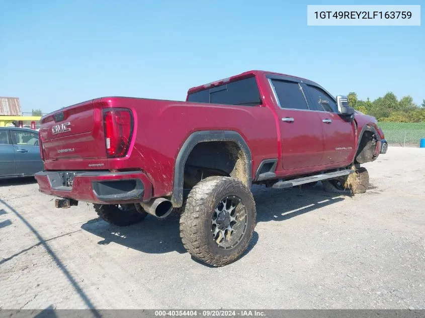 2020 GMC Sierra 2500Hd 4Wd Standard Bed Denali VIN: 1GT49REY2LF163759 Lot: 40354404