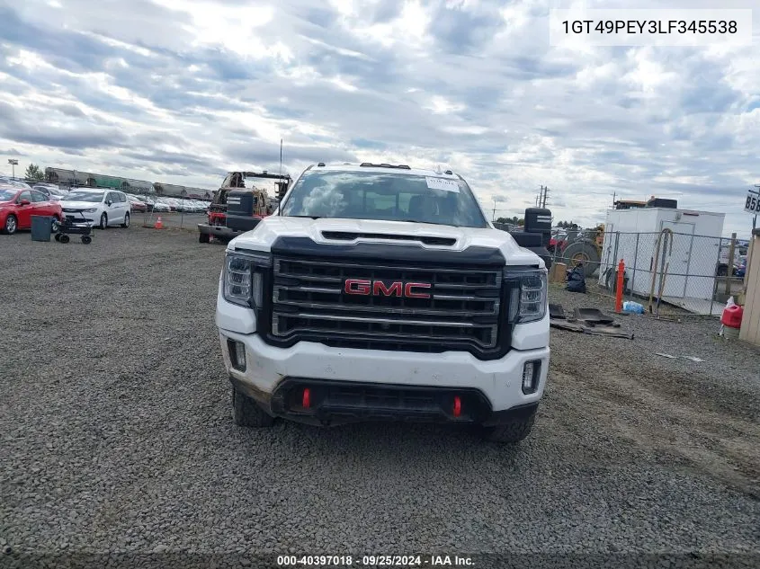 2020 GMC Sierra 2500Hd 4Wd Standard Bed At4 VIN: 1GT49PEY3LF345538 Lot: 40397018