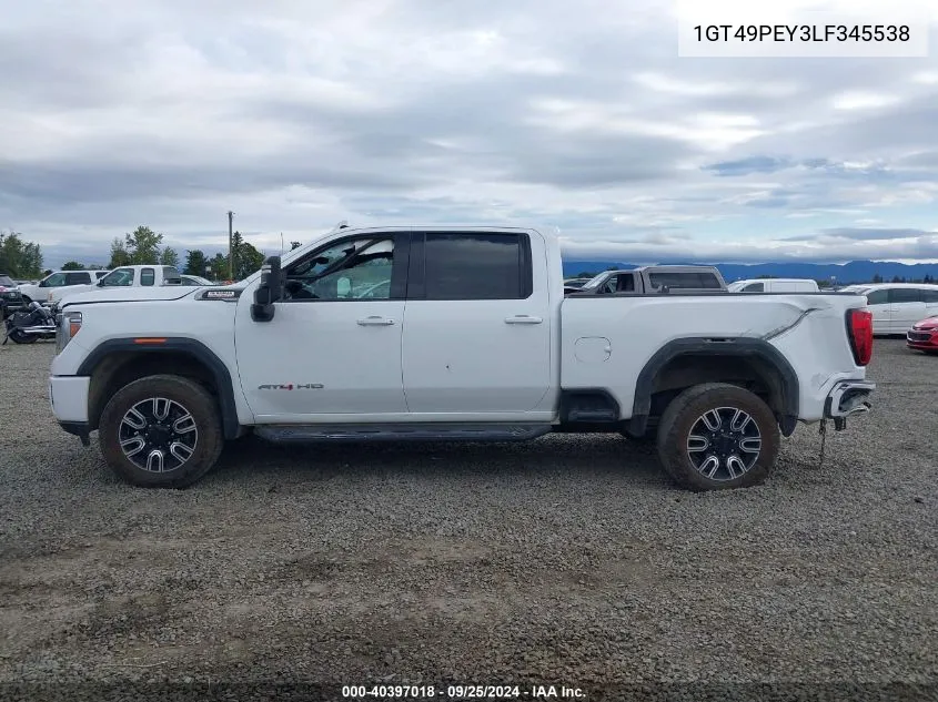 2020 GMC Sierra 2500Hd 4Wd Standard Bed At4 VIN: 1GT49PEY3LF345538 Lot: 40397018