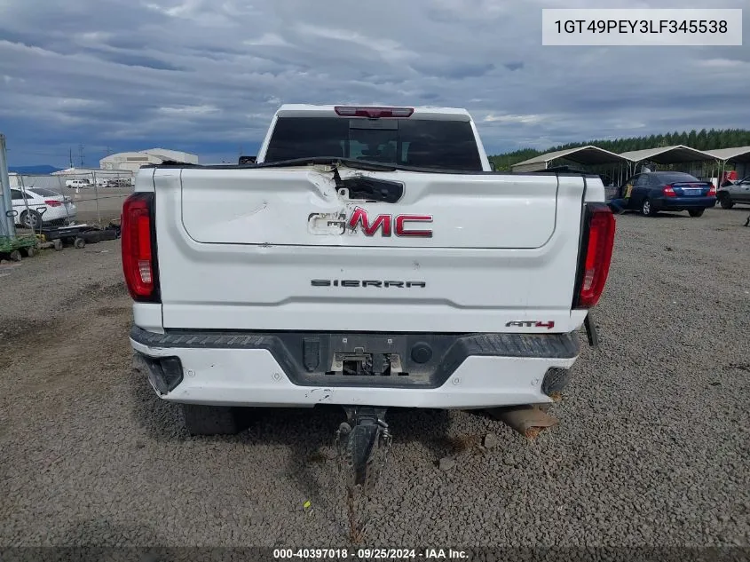 2020 GMC Sierra 2500Hd 4Wd Standard Bed At4 VIN: 1GT49PEY3LF345538 Lot: 40397018