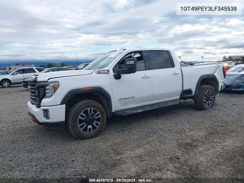 2020 GMC Sierra 2500Hd 4Wd Standard Bed At4 VIN: 1GT49PEY3LF345538 Lot: 40397018