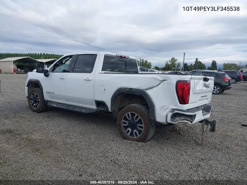 2020 GMC Sierra 2500Hd 4Wd Standard Bed At4 VIN: 1GT49PEY3LF345538 Lot: 40397018