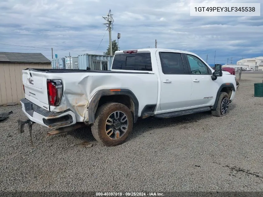 2020 GMC Sierra 2500Hd 4Wd Standard Bed At4 VIN: 1GT49PEY3LF345538 Lot: 40397018