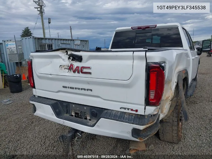 2020 GMC Sierra 2500Hd 4Wd Standard Bed At4 VIN: 1GT49PEY3LF345538 Lot: 40397018