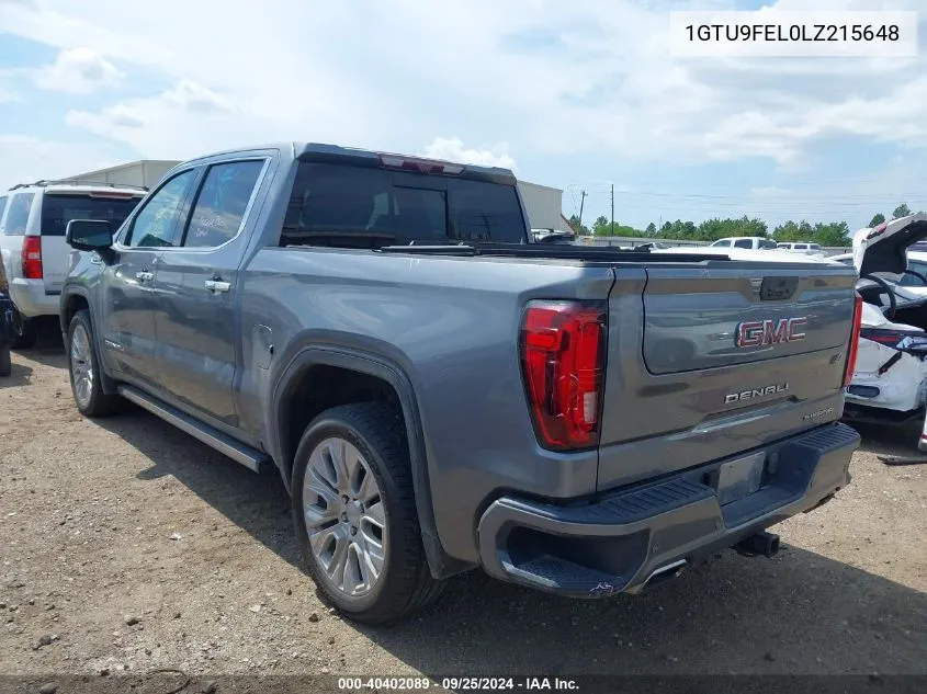 2020 GMC Sierra 1500 4Wd Short Box Denali VIN: 1GTU9FEL0LZ215648 Lot: 40402089