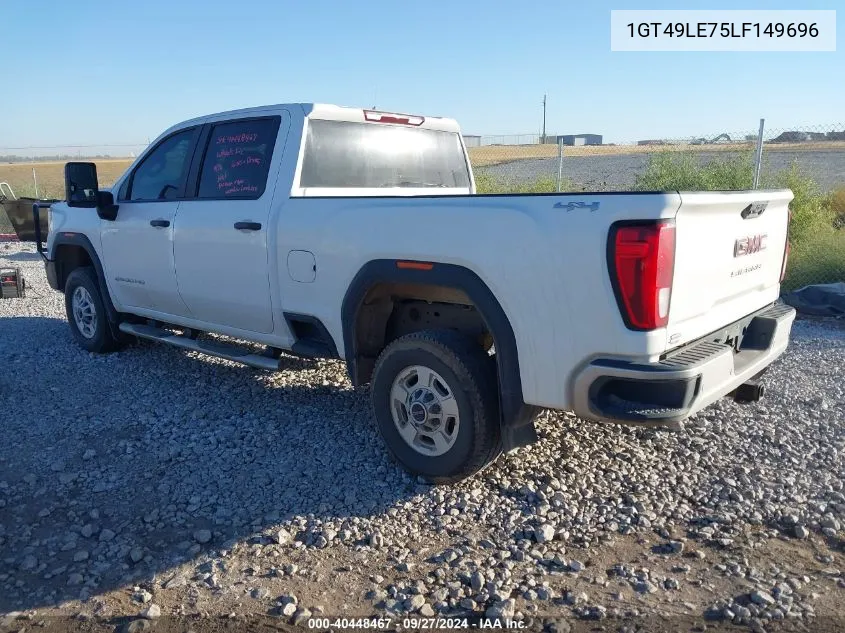 2020 GMC Sierra 2500Hd 4Wd Standard Bed VIN: 1GT49LE75LF149696 Lot: 40448467