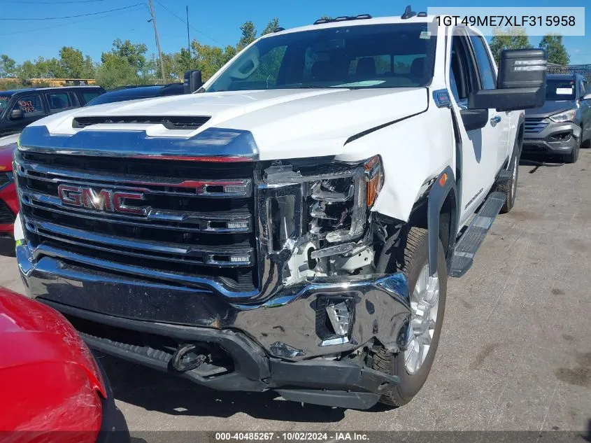 2020 GMC Sierra 2500Hd 4Wd Standard Bed Sle VIN: 1GT49ME7XLF315958 Lot: 40485267