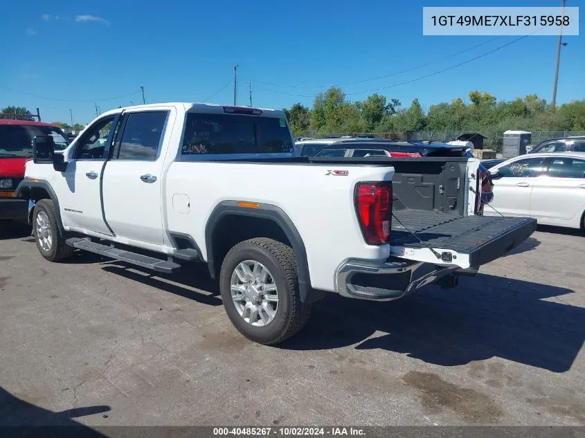 2020 GMC Sierra 2500Hd 4Wd Standard Bed Sle VIN: 1GT49ME7XLF315958 Lot: 40485267