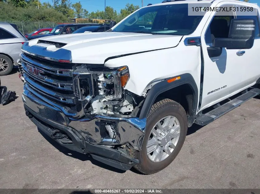 2020 GMC Sierra 2500Hd 4Wd Standard Bed Sle VIN: 1GT49ME7XLF315958 Lot: 40485267