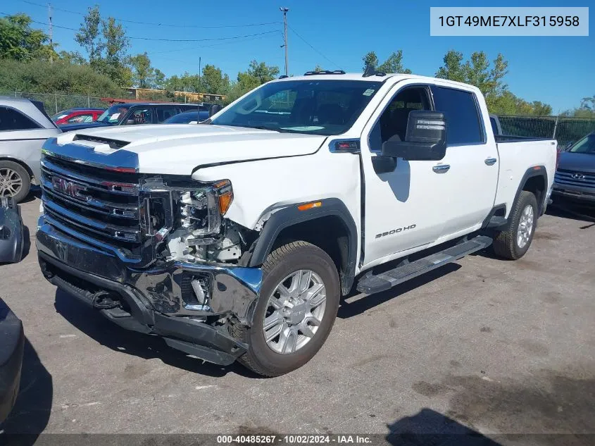 2020 GMC Sierra 2500Hd 4Wd Standard Bed Sle VIN: 1GT49ME7XLF315958 Lot: 40485267