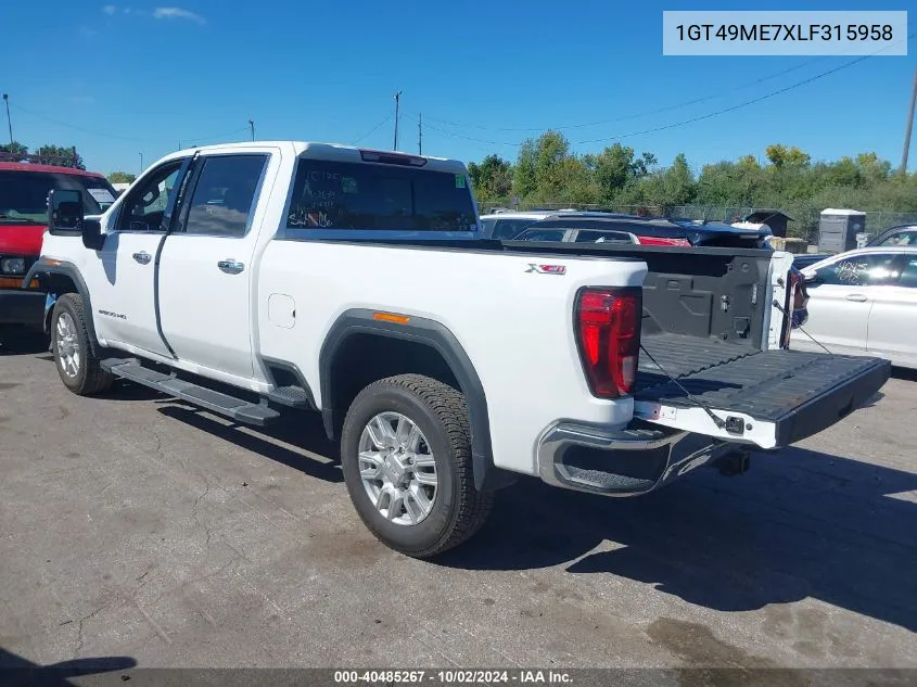 2020 GMC Sierra 2500Hd 4Wd Standard Bed Sle VIN: 1GT49ME7XLF315958 Lot: 40485267