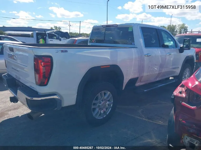 2020 GMC Sierra 2500Hd 4Wd Standard Bed Sle VIN: 1GT49ME7XLF315958 Lot: 40485267