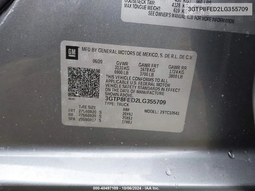 3GTP8FED2LG355709 2020 GMC Sierra C1500 Denali