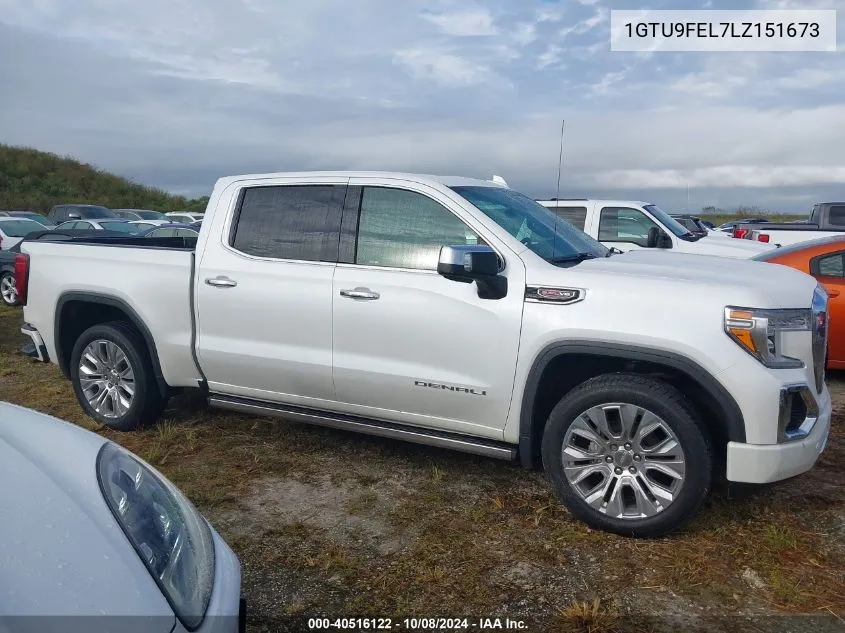 2020 GMC Sierra 1500 4Wd Short Box Denali VIN: 1GTU9FEL7LZ151673 Lot: 40516122