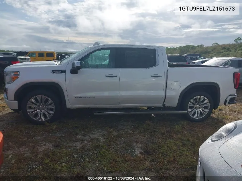 2020 GMC Sierra 1500 4Wd Short Box Denali VIN: 1GTU9FEL7LZ151673 Lot: 40516122