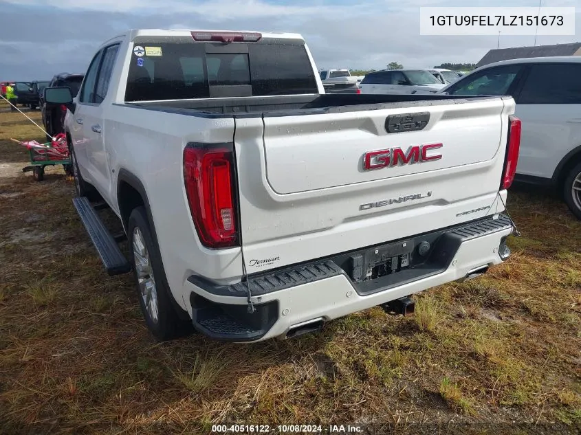 2020 GMC Sierra 1500 4Wd Short Box Denali VIN: 1GTU9FEL7LZ151673 Lot: 40516122