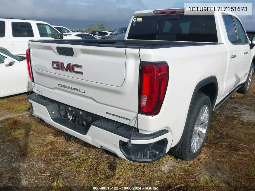 2020 GMC Sierra 1500 4Wd Short Box Denali VIN: 1GTU9FEL7LZ151673 Lot: 40516122